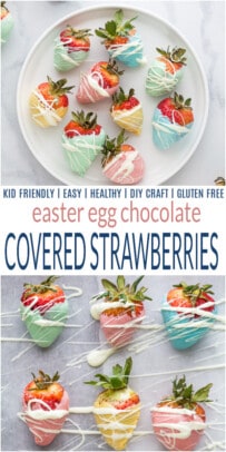 pinterest image for Easter Egg Chocolate Covered Strawberries