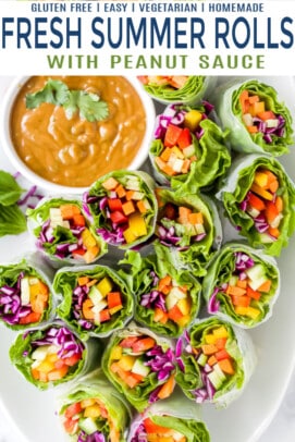 pinterest image for Easy Fresh Summer Rolls with Peanut Sauce