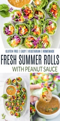 pinterest image for Easy Fresh Summer Rolls with Peanut Sauce