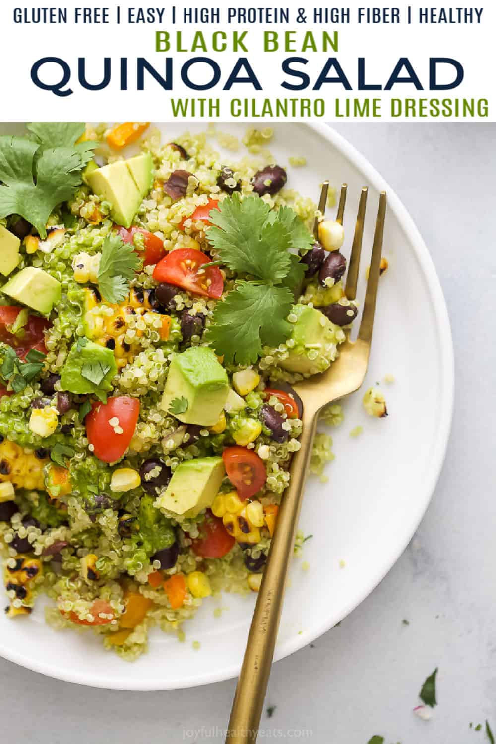 pinterest image for mexican black bean quinoa salad