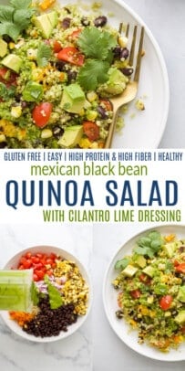 pinterest image for mexican black bean quinoa salad
