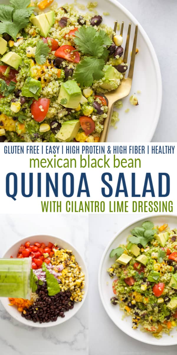 pinterest image for mexican black bean quinoa salad