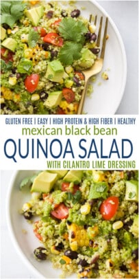 pinterest image for mexican black bean quinoa salad