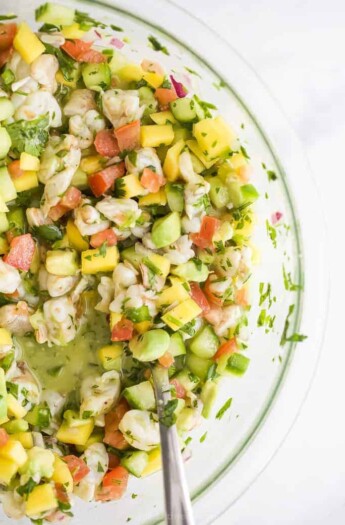 mango shrimp ceviche in a bowl