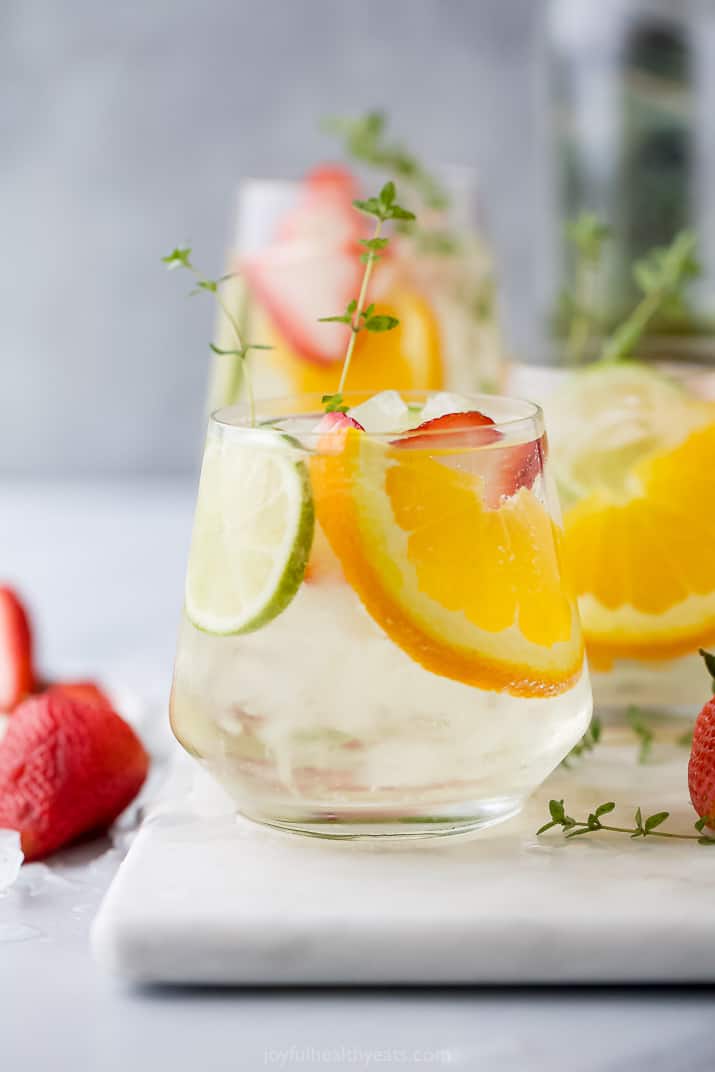 A glass of citrus wine spritzer