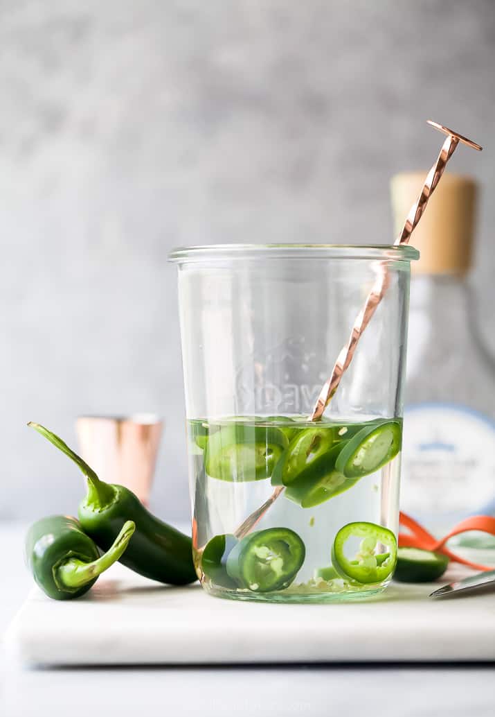 jalapeno infused tequila in a jar