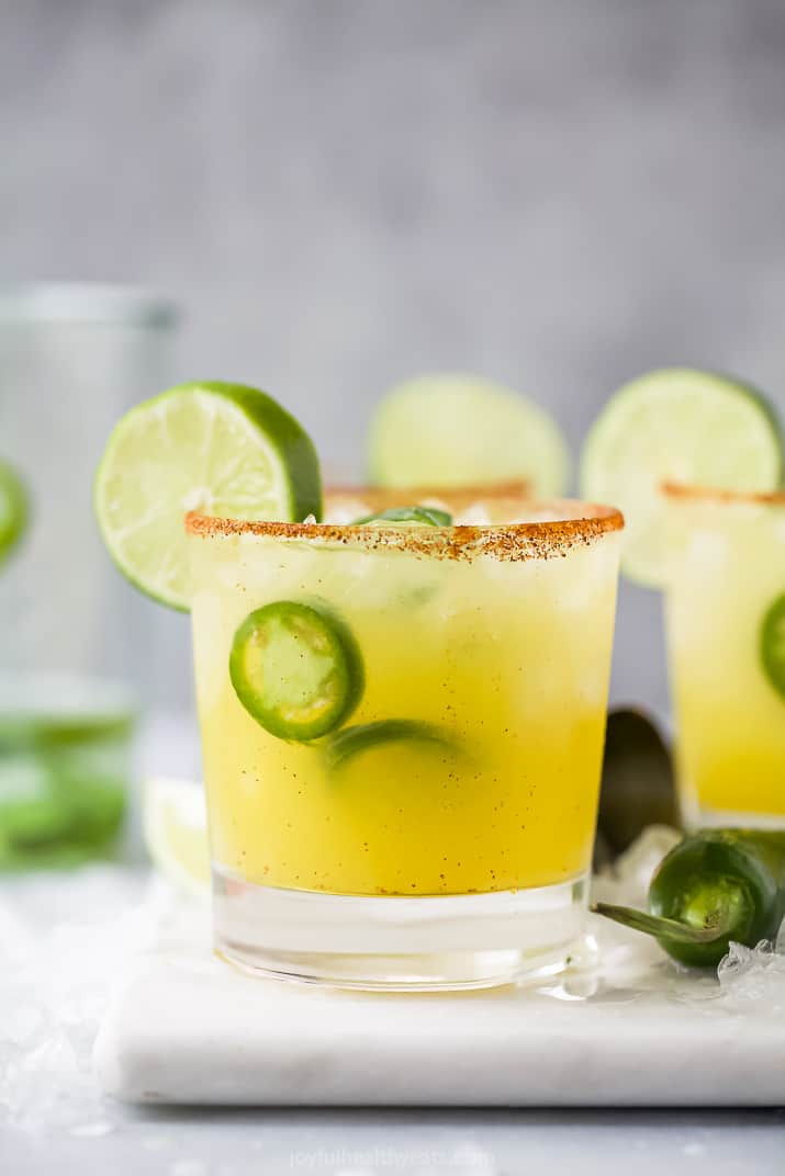 close up of spicy margarita recipe in a glass