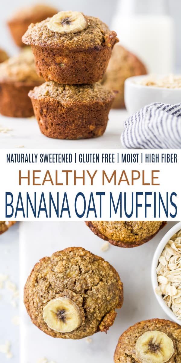 pinterest image for maple banana oat muffins