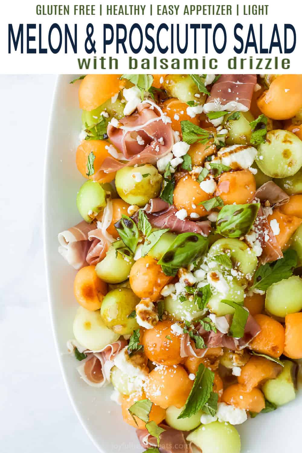 pinterest image for prosciutto and melon salad