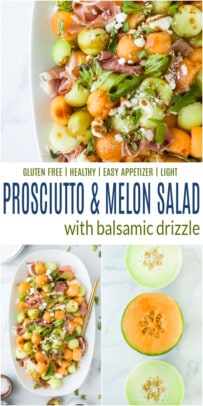 pinterest image for prosciutto and melon salad