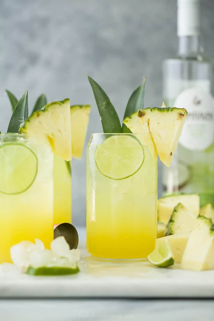 glass with refreshing pina colada spritzer