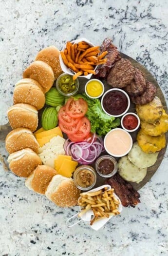 burger board filled with toppings