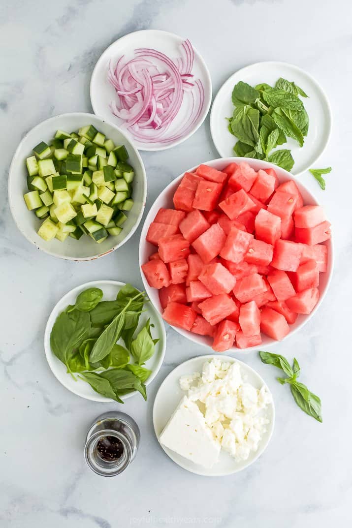 ingredients for watermelon feta salad