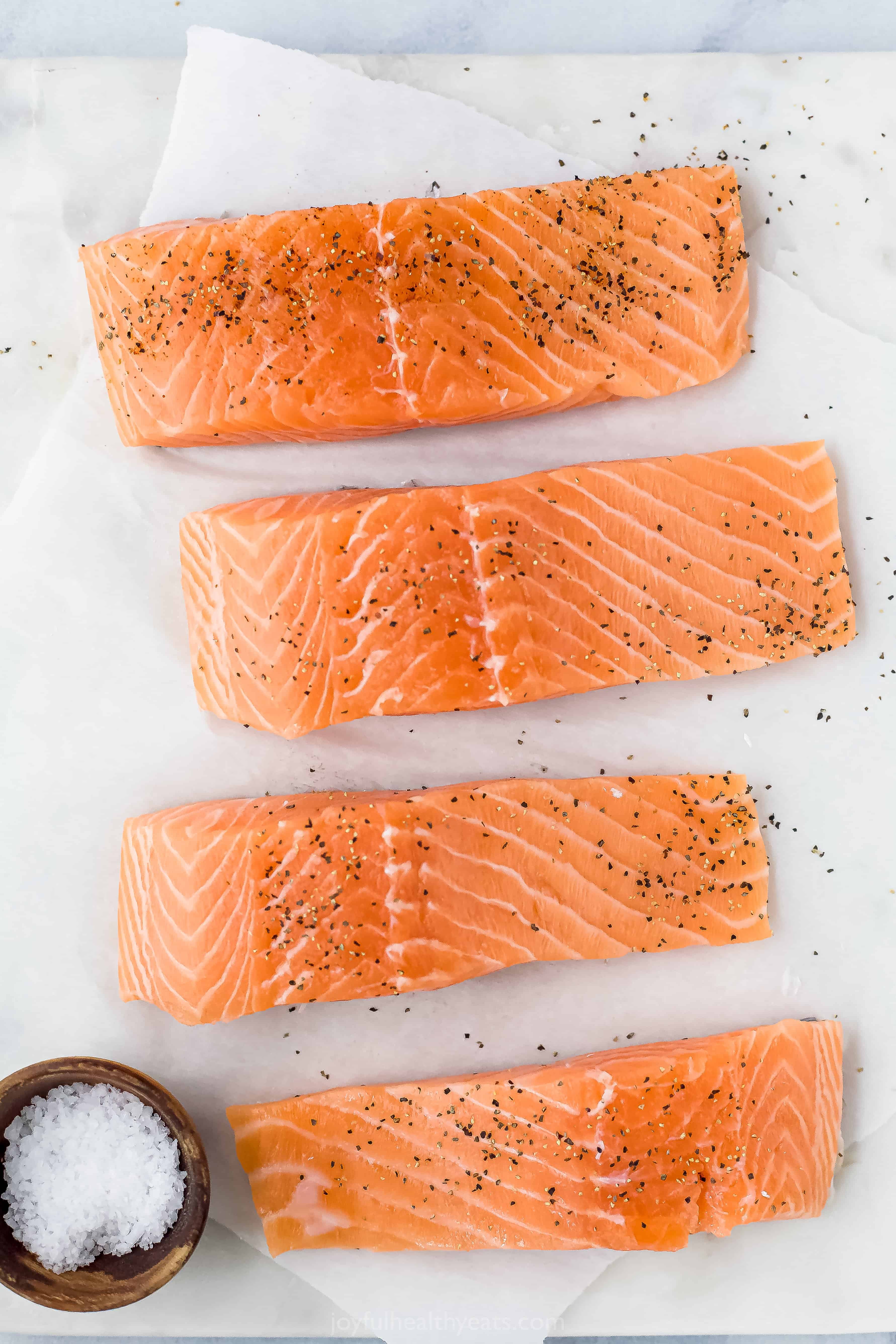 raw seasoned salmon filets
