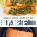 pinterest image for air fryer pesto salmon