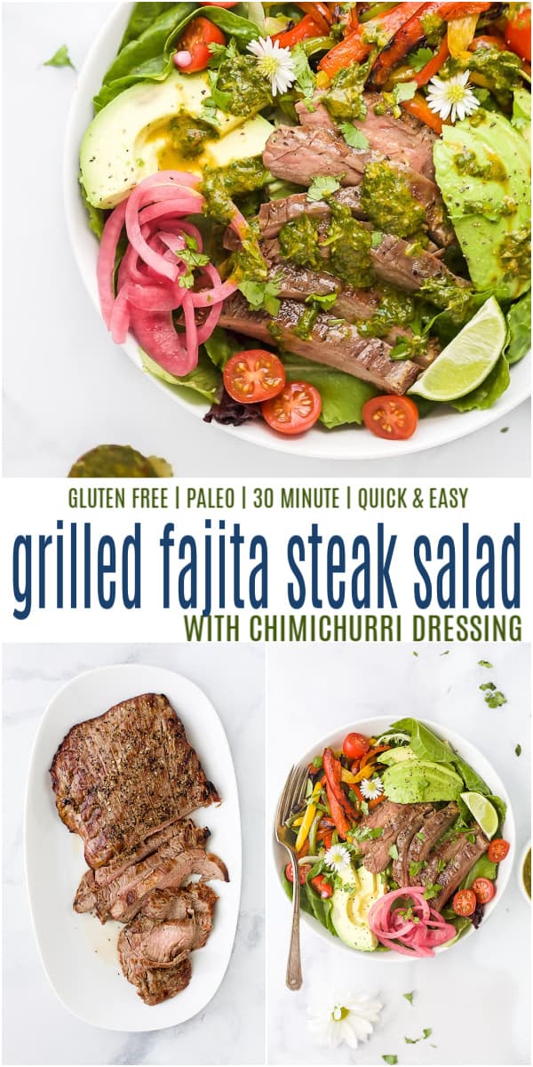 pinterest image for fajita steak salad
