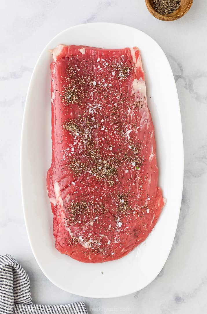 raw flank steak for steak salad