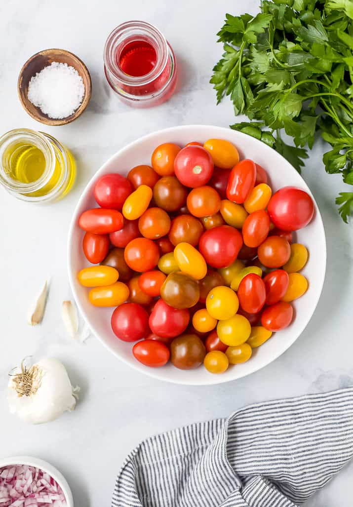 ingredients for marinated tomato salad