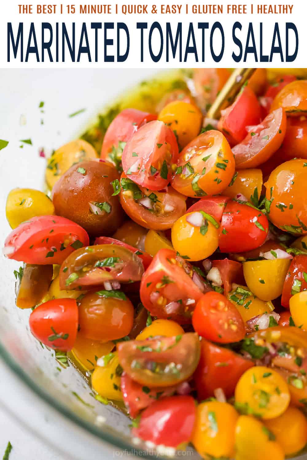 pinterest image for marinated tomato salad