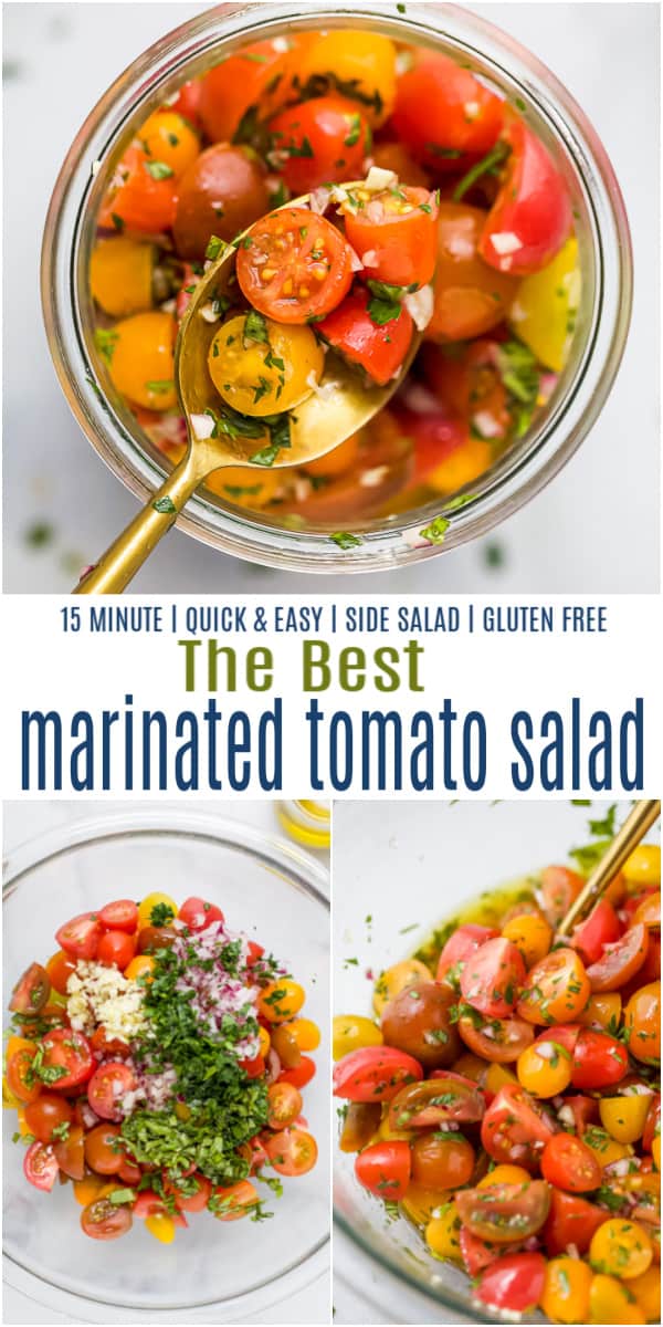 pinterest image for marinated tomato salad