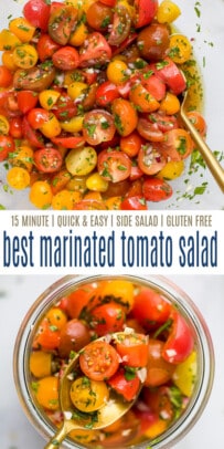 pinterest image for marinated tomato salad