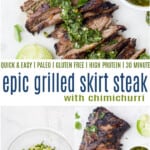pinterest image for grilled skirt steak with chimichurri
