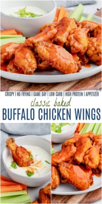 pinterest image for baked buffalo chicken wings