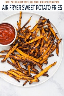 pinterest image for air fryer sweet potato fries