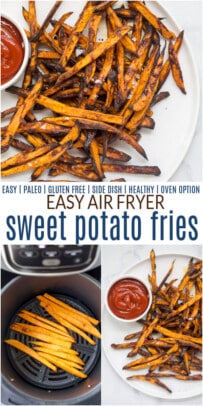 pinterest image for air fryer sweet potato fries