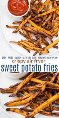 pinterest image for air fryer sweet potato fries
