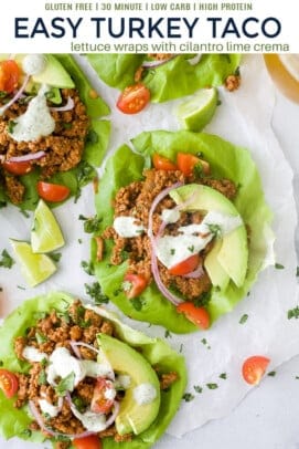 pinterest image for turkey taco lettuce wraps