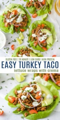 pinterest image for turkey taco lettuce wraps