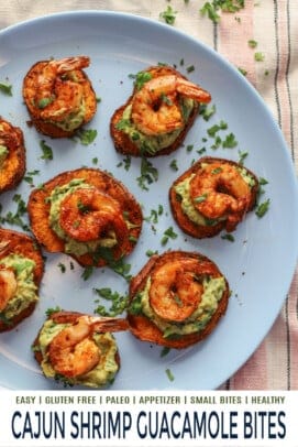 pinterest image for cajun shrimp sweet potato bites