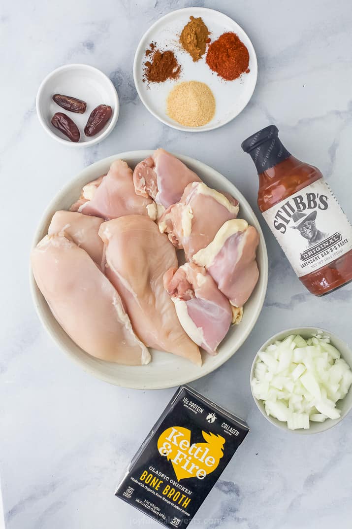 ingredients for shredded instant pot bbq chicken recipe