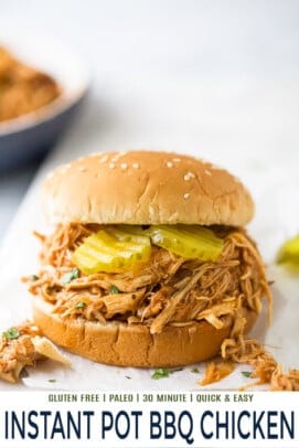 pinterst image for instant pot bbq chicken recipe