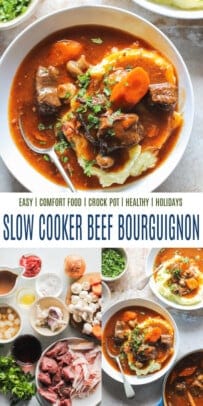 pinterest image for The Best Slow Cooker Beef Bourguignon