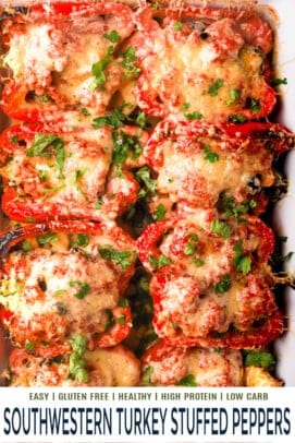 pinterest image for southwestern turkey stuffed peppers