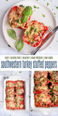 pinterest image for southwestern turkey stuffed peppers