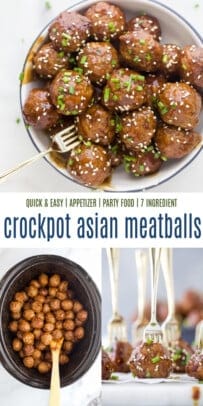 pinterest image for Easy Crockpot Asian Meatballs