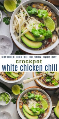 pinterest image for Crockpot White Chicken Chili