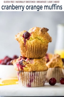 pinterest image for Light & Fluffy Cranberry Orange Muffins