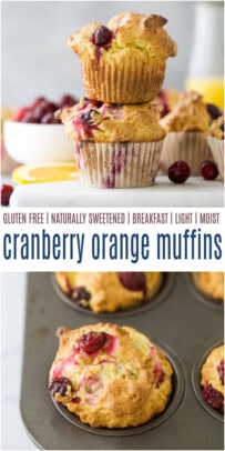 pinterest image for Light & Fluffy Cranberry Orange Muffins