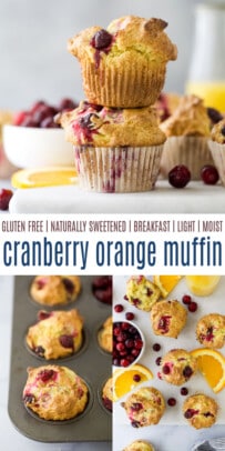 pinterst image for Light & Fluffy Cranberry Orange Muffins