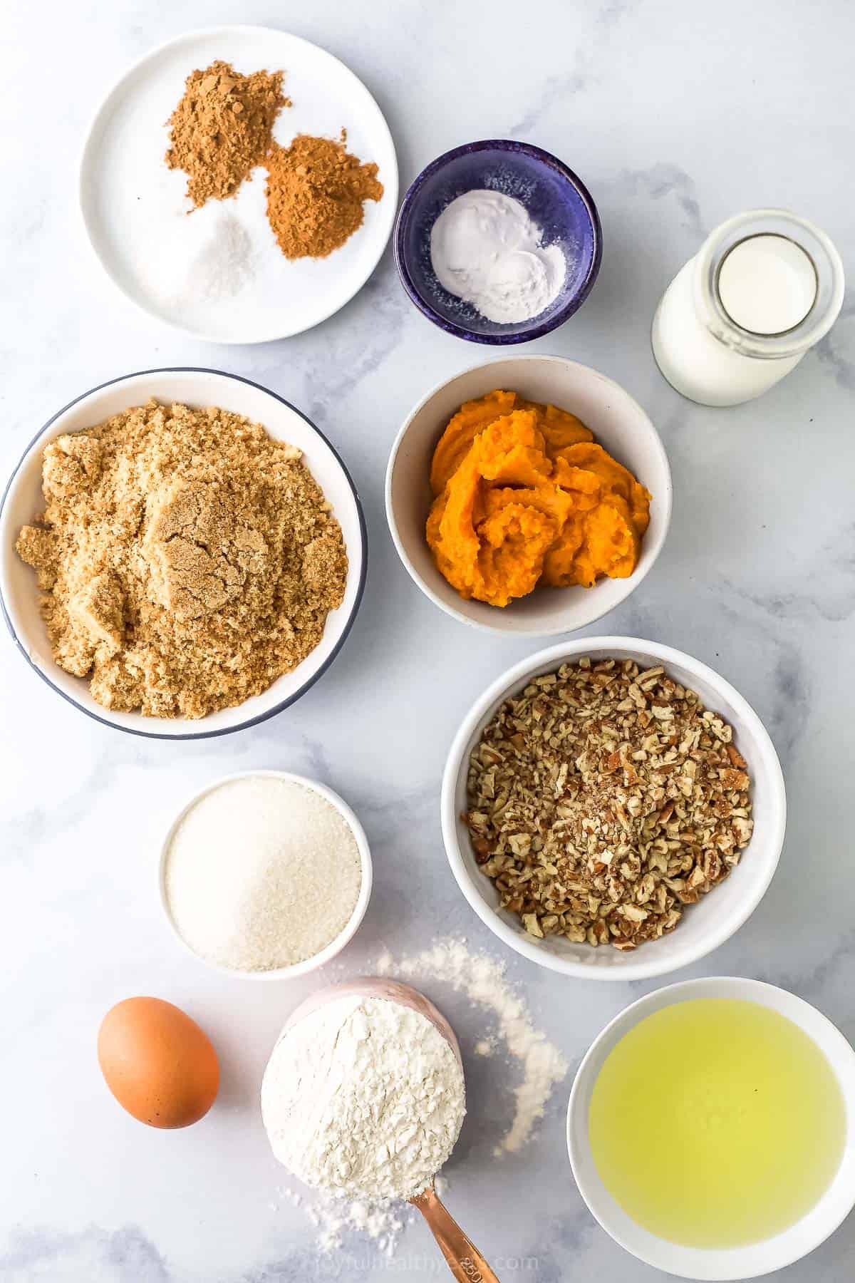 ingredients for pumpkin spice coffee cake