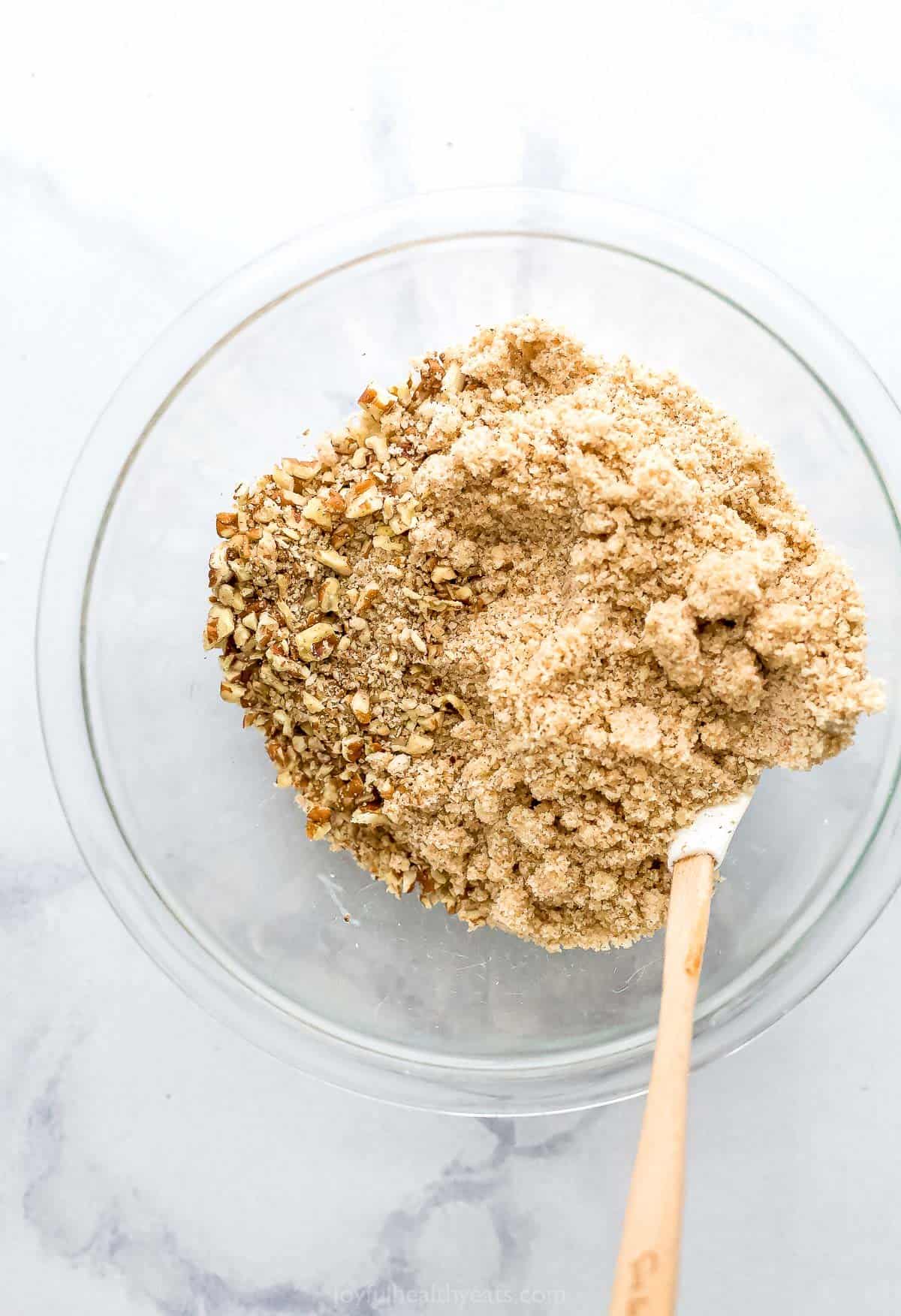 cinnamon pecan streusel topping in a bowl