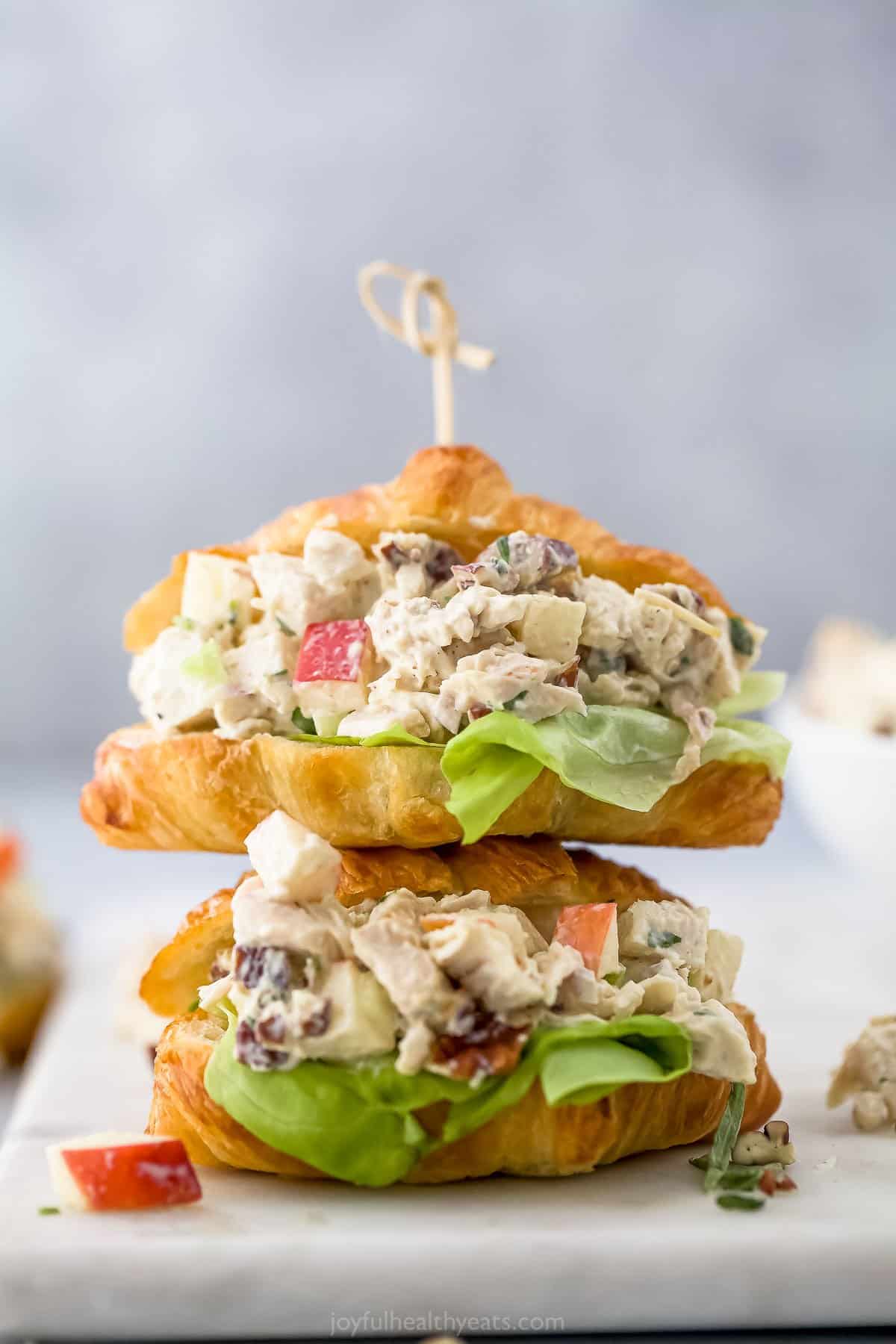 two croissants filled with turkey salad