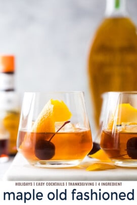 pinterest image for Easy Maple Bourbon Old Fashioned Cocktail