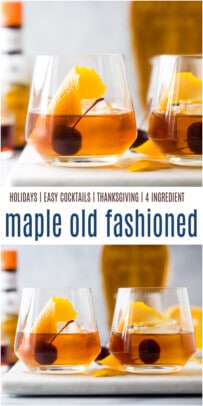 pinterest image for Easy Maple Bourbon Old Fashioned Cocktail
