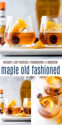 pinterest image for Easy Maple Bourbon Old Fashioned Cocktail