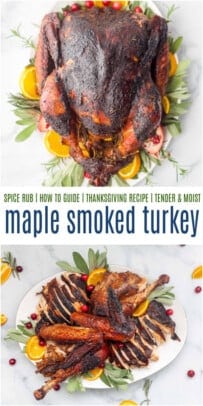 pinterest image for Epic Maple Smoked Turkey Recipe